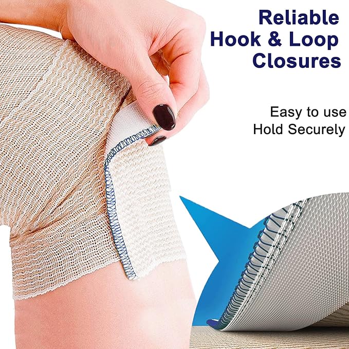 24 Pack Elastic Bandage Wrap 4” Bandage Wrap with Hook and Loop Closure on Both Ends Self Adhesive Bandage Wrap for Sports, Medical, and Injury Recovery