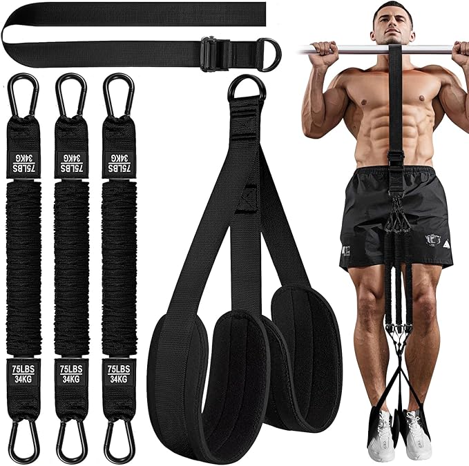HPYGN Pull Up Assistance Bands, Heavy Duty Resistance Band for Pull Up Bar, Adjustable Weight/Size with Fabric Feet/Knee Rest, Bands for Pull Up Assist for Strength Training, Pull Up Assist Band