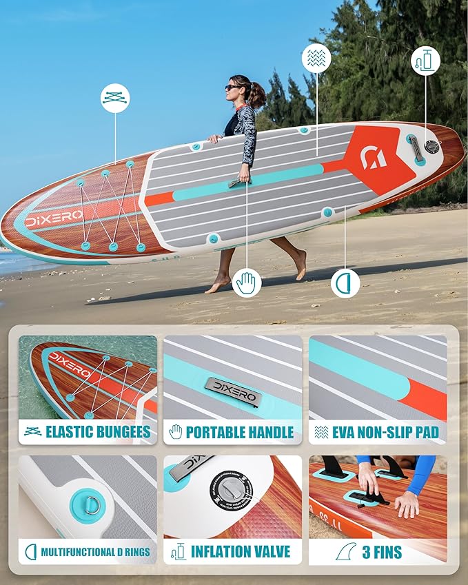 Inflatable Stand Up Paddle Board with SUP Accessories, Anti-Slip EVA Deck, 11'*33" Inflatable Paddle Boards for Adults & Youth of All Skill Levels
