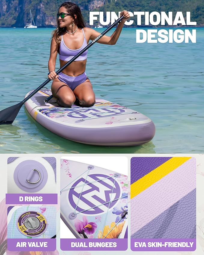 Inflatable Paddle Board 11 '* 34 "* 6" Extra Wide Sup Board, 420lb Capacity Paddle Board for Adults, Suitable for Sea and Lakes, 2+1Family Board