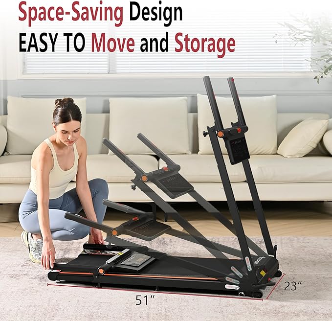 Foldable Treadmill with Incline Treadmill with Home Removable Desk Workstation 3.0 HP 3 in 1 Folding Small Compact Walking Treadmills 300 Lbs Capacity for Home Office