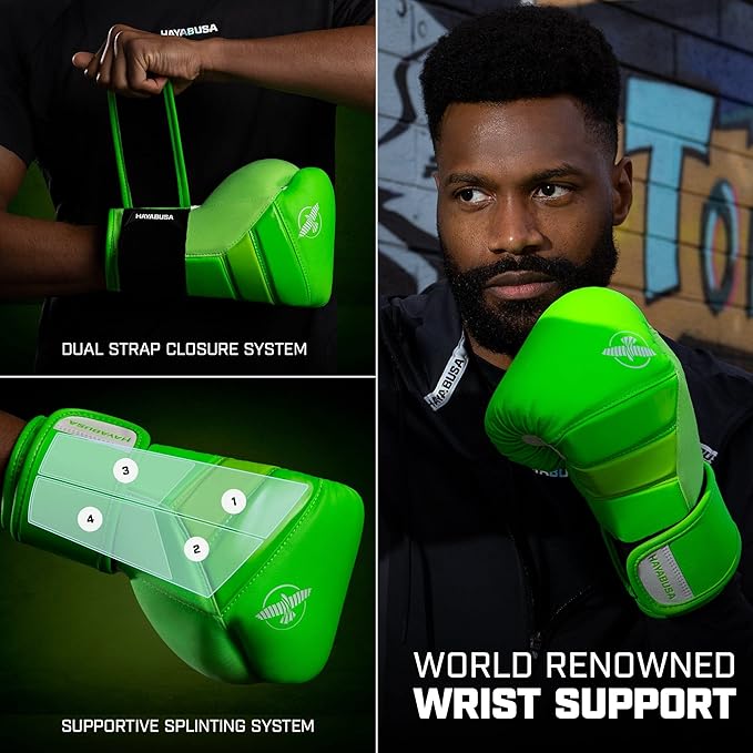 Hayabusa T3 Boxing Gloves for Men and Women Wrist and Knuckle Protection, Dual-X Hook and Loop Closure, Splinted Wrist Support, 5 Layer Foam Knuckle Padding