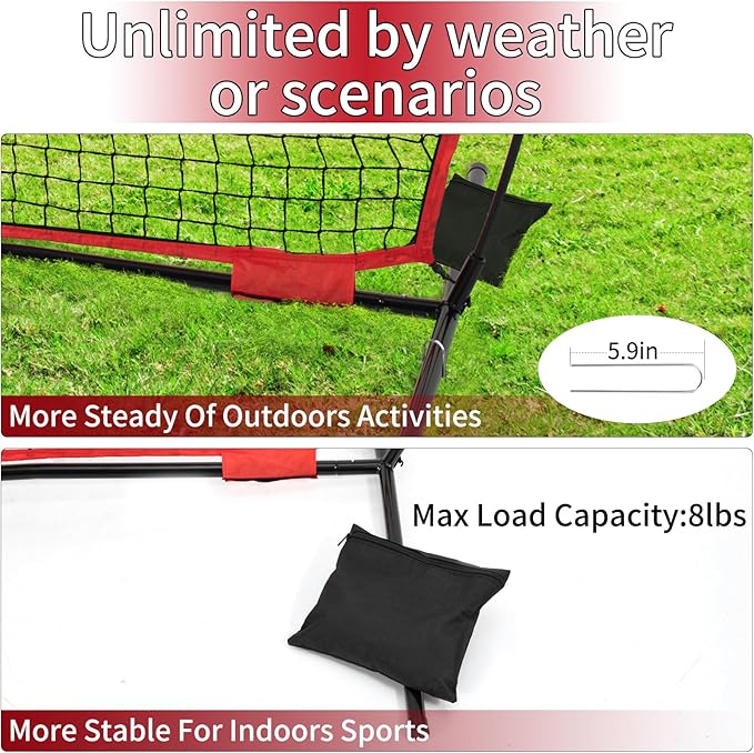 7x7/16x10/20x10ft Backstop Net, Ball Stop Net with Handbag,Fix Sports Net Barrier by 4 Spike&2 Sandbag,Sports Practice Barrier Net for Baseball,Softball,Lacrosse Train,Backstop Net for Backyard
