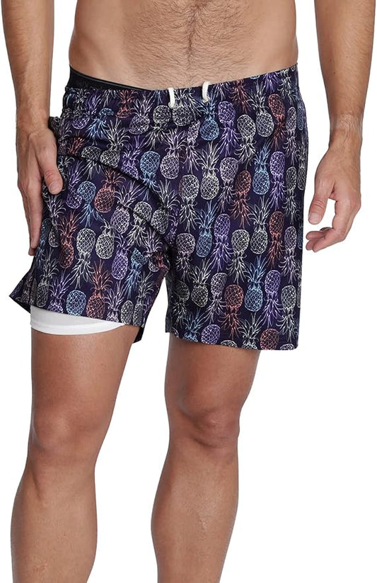INGEAR Men's Athletic Stretch Workout Shorts Gym Quick Dry Running Trunks Boxer Lining