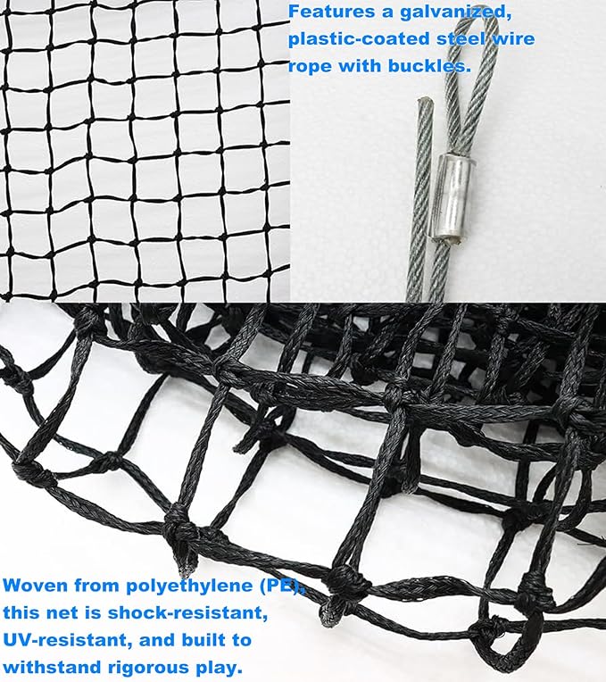 42FT Professional Tennis Net - 12.7m x 1.07m, Heavy-Duty Nylon & PE Construction, UV-Resistant, with Galvanized Steel Rope & Copper Grommets for Indoor/Outdoor Tennis Courts