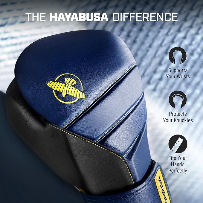 Hayabusa T3 Boxing Gloves for Men and Women Wrist and Knuckle Protection, Dual-X Hook and Loop Closure, Splinted Wrist Support, 5 Layer Foam Knuckle Padding