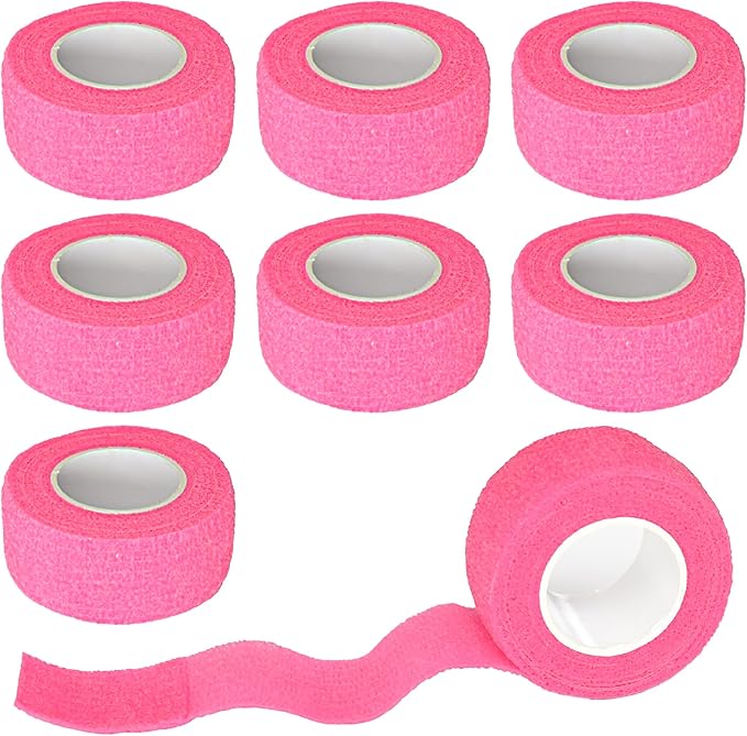 8 Pack 1 x 5 Yards Cohesive Wrap Self Adhesive Bandage Elastic Self Adherent Vet Tape for Athletic, Wrist, Ankle, Knees, Pets (Pink)