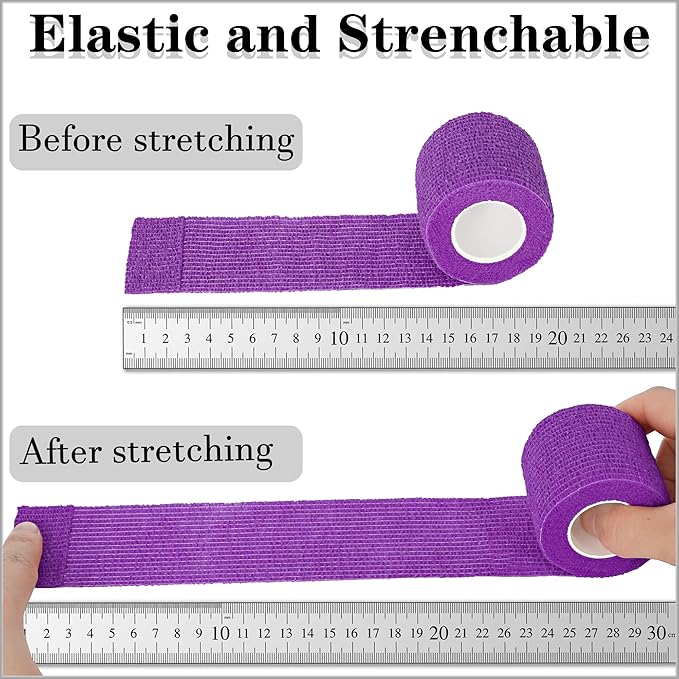 8 Pack 2 in x 5 Yards Cohesive Wrap Self Adhesive Bandage Wrap Elastic Self Adherent Wrap Self Stick Vet Tape for Athletic, Wrist, Ankle, Knees, Pets (Dark Purple)