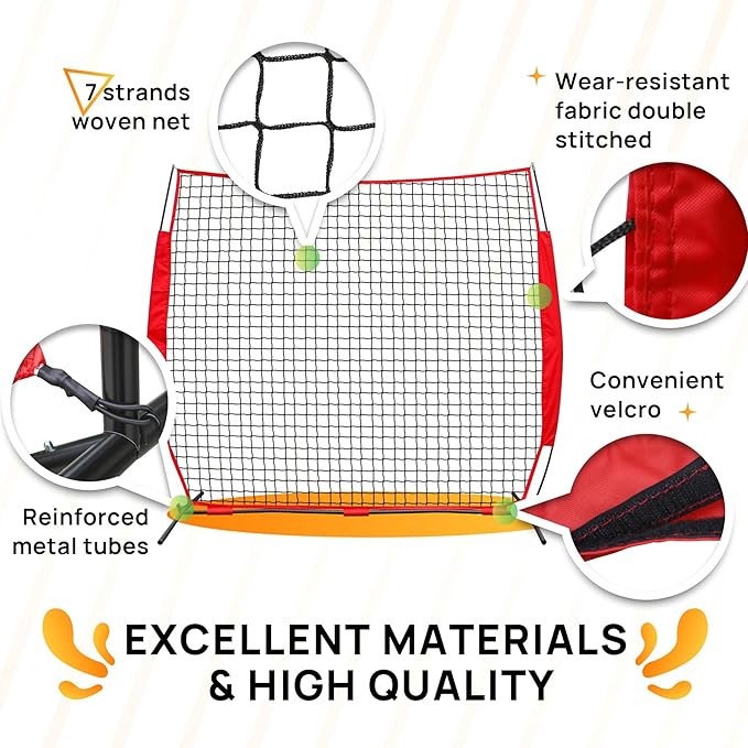 7x7ft/12x9ft/16x10ft/20x10ft Barricade Backstop Net, Sports Barrier Net, Multi-Sport Net with Carry Bag, Protective Screen for Practice- Baseball, Softball, Lacrosse, Soccer, Basketball, Tennis