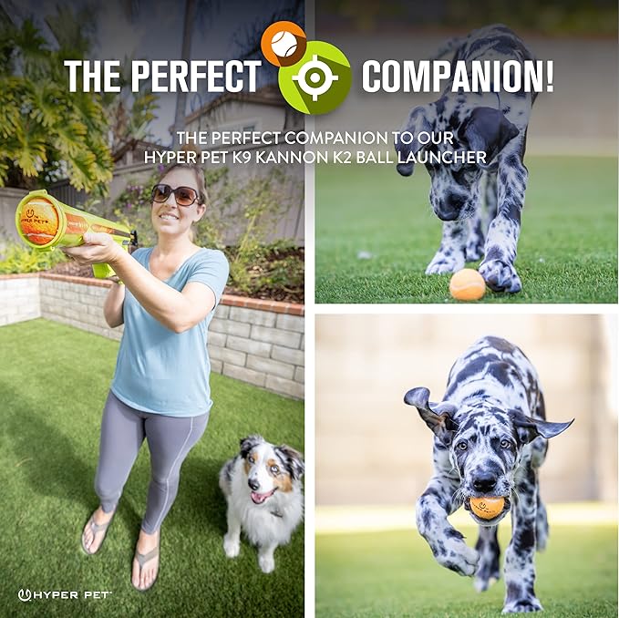 Hyper Pet MINI Tennis Balls for Dogs Safe Dog Toys & Tennis Balls for Exercise, Training, Hyper Pet K9 Kannon Dog Ball Launcher) Bright Colored Interactive Orange Pack of 4