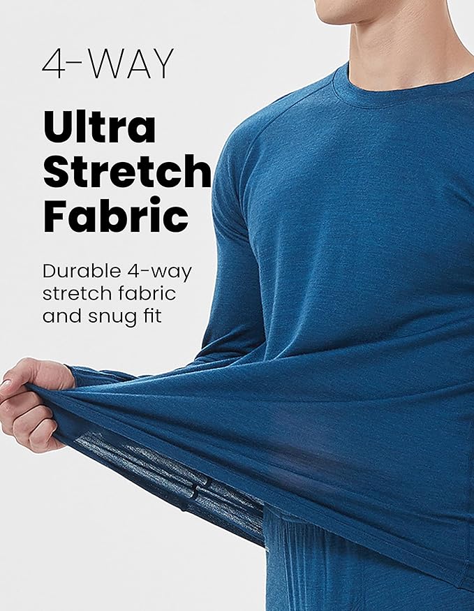 Iguana Mens 100% Merino Wool Base Layer Sets for Ski Lightweight Thermal Underwear