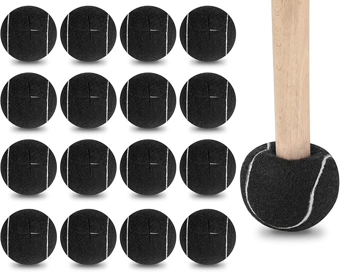 24 Pcs Precut Tennis Balls for Furniture Legs and Floor Protection Chairs Desks Furniture Tennis Balls for Chairs Feet Long Lasting Foot Covers(Black)