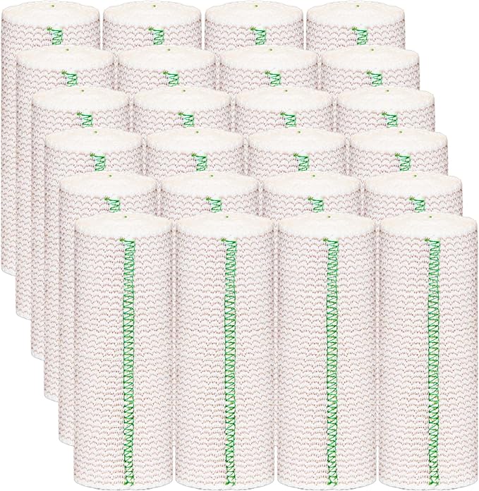 24 Pack Elastic Bandage Wrap 6” Bandage Wrap with Hook and Loop Closure on Both Ends Self Adhesive Bandage Wrap for Sports, Medical, and Injury Recovery