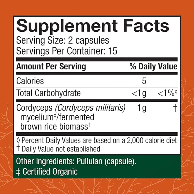 Host Defense Cordyceps Capsules - Immune & Energy Support Supplement - Kidney Health Supplement with Cordyceps - Fitness Support Supplement to Aid Oxygen Uptake - 30 Capsules (15 Servings)*