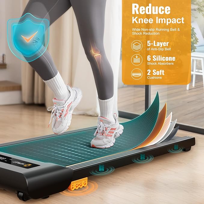Walking Pad, 2.5HP Under Desk Treadmill for Home Office, 300 Lbs Capacity Portable Treadmills with Remote Control & LED Display, 2 in 1 Running Pad for Walking Jogging and Running