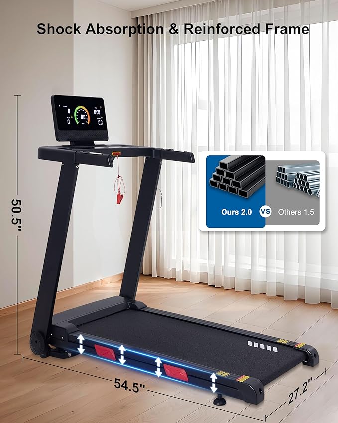Auto Incline Treadmill, 20% Incline, 3.0HP, 10 MPH Running Machine, 18.5" Wide Belt, 350 lbs Capacity, Treadmill for Home with Bluetooth App