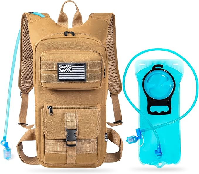 Hydration Backpack, Tactical Molle Water with 2L TPU Water Bladder, for Men Women Lightweight Water Backpack, Hydration Pack for Hiking, Biking, Climbing and Hunting