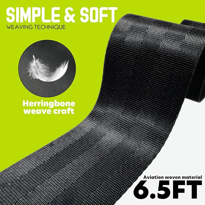 Nordic Hamstring Curl Strap, 6.5FT Gym Seatbelt and Exercise Straps for Hamstring Stretch Strap & Mobilization Belt,Home Gym Women Men, Lifting Seatbelt Gym, Black