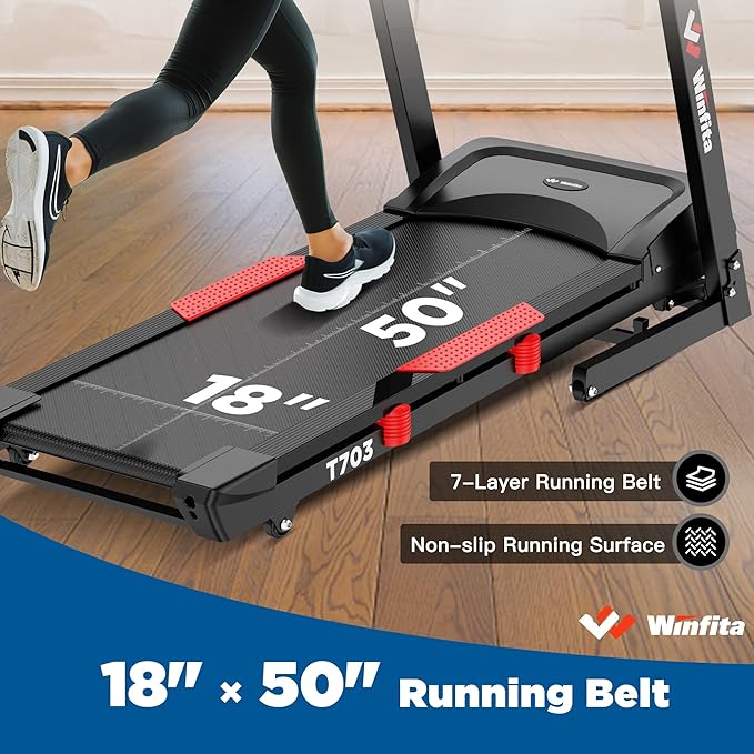 Treadmills for Home, Folding Treadmill with Auto Incline, 300 LBS Capacity, 8MPH or 10MPH Max Speed, Double Deck Shock-Absorbing Running Machine with Bluetooth, App, 64 Programs, Pulse Monitor