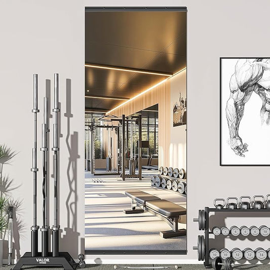 Hasipu 94''x39'' Home Gym Mirror Large Full Length Wall Mounted Full Body Mirror for Yoga Dance Fitness Exercise Studio Bedroom Garage, Frameless Tempered Glass Workout Mirrors Black Rectangular