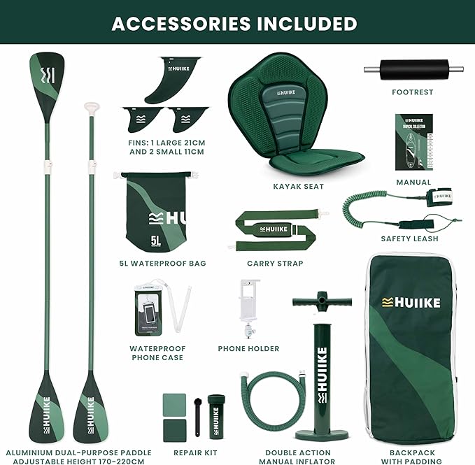 Inflatable Paddle Board for Adults with Accessories Included, Oar, Fins, Pump. Stand Up Paddleboard Great Stability and Resistance. 10’ x 33" x 5.9", Maximum Load 286 lb