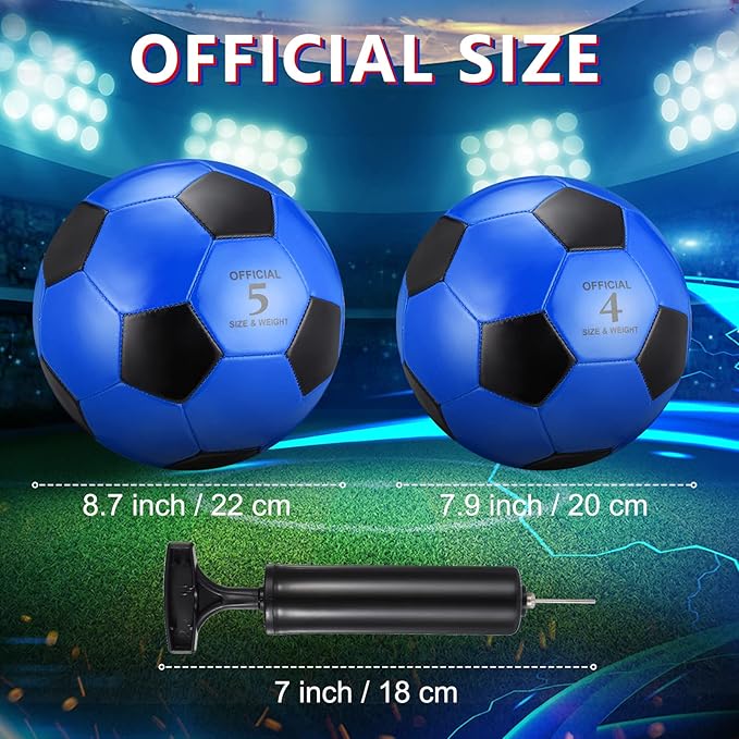 HyDren 4 Pack Soccer Ball with Pump Official Size 4/5 Deflated Soccer Balls Bulk for Outdoor Indoor Practice Training Sport Gift for Kids Boys Teen Youth Adult