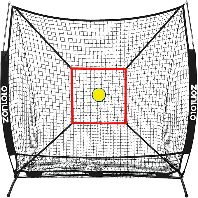 6 x 6 FT Baseball Net with 3 Diffferent Targets, Portable Practice Net for Batting，Hitting，Pitching and Throwing,Compact Package with Small Carrying Bag，Great for Kids