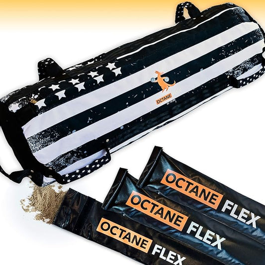 Adjustable Sandbags for Fitness 75lb - Home Workout Sandbag Set with 3 x Filler Bags and Exercise Poster - Training Weighted Sand Bag Equipment with Handles for Gym & Crossfit USA (75)