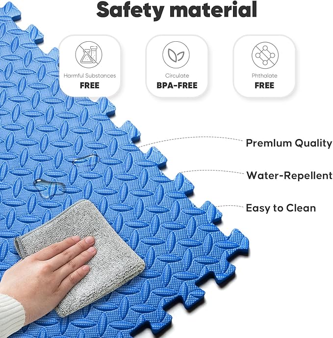 Home Gym Mat, Puzzle Exercise Mat, EVA Interlocking Foam Floor Tiles for Home Workout Equipment and Kids' Play Areas - Grey, 24 in x 24 in x ½ in - 16 Tiles (Grey, 16 Pack, 64 SQ FT)