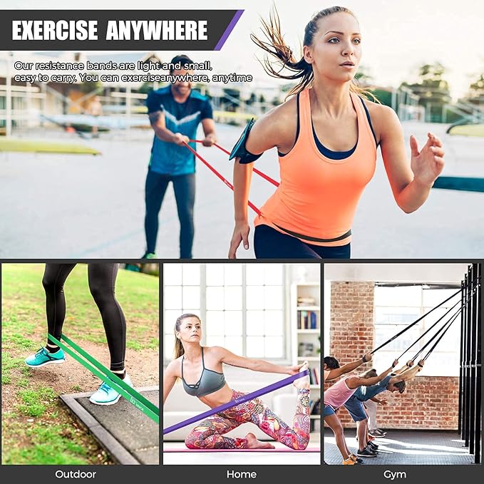 VEICK Resistance Bands for Working Out, Exercise Bands, Workout Bands, Pull Up Assistance Bands, Long Heavy Stretch Bands Set for Men and Women, Power Weight Gym at Home Fitness Equipment