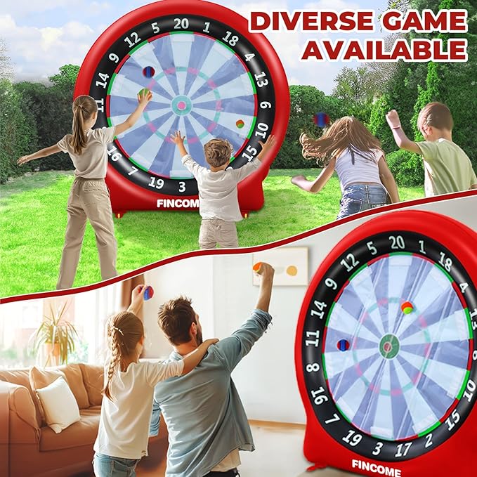 Inflatable 6ft Giant Dartboard, Golf Darts Kick Darts, Soccer & Throw Darts Game with Pump, 2 Kickball, 4 Throw Balls, 20 Golf Balls, Chipping Mat, Giant Dart Board Target Yard Games