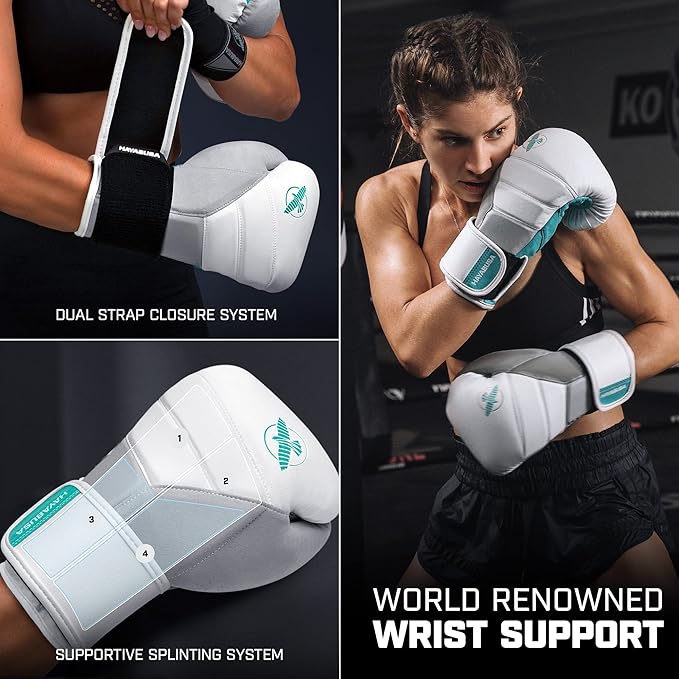 Hayabusa T3 Boxing Gloves for Men and Women Wrist and Knuckle Protection, Dual-X Hook and Loop Closure, Splinted Wrist Support, 5 Layer Foam Knuckle Padding