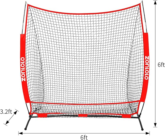 6 x 6 FT Baseball Net with 3 Diffferent Targets, Portable Practice Net for Batting，Hitting，Pitching and Throwing,Compact Package with Small Carrying Bag，Great for Kids
