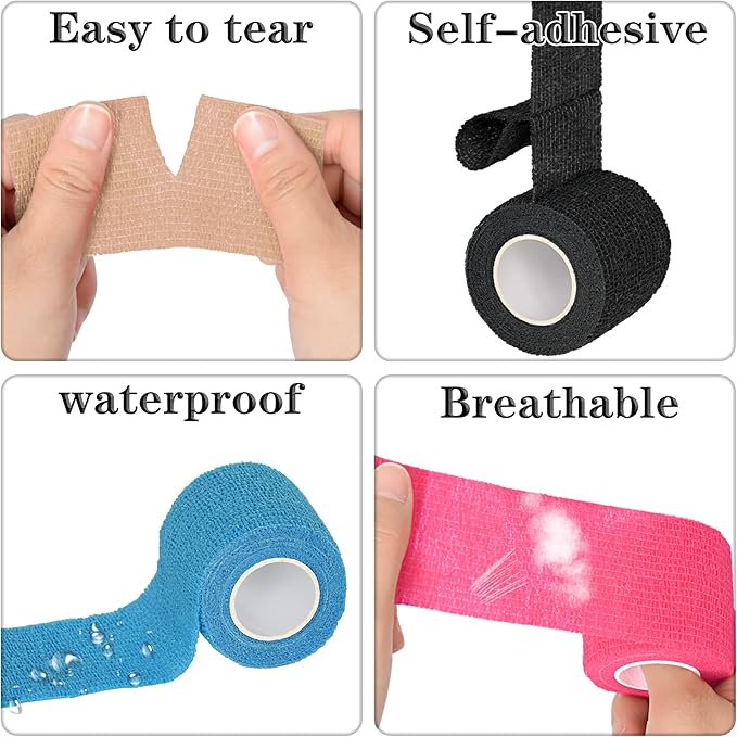 8 Pack 2 in x 5 Yards Cohesive Wrap Self Adhesive Bandage Wrap Elastic Self Adherent Wrap Self Stick Vet Tape for Athletic, Wrist, Ankle, Knees, Pets (Skin Color)