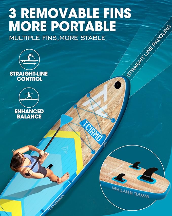 Inflatable Stand Up Paddle Board for Adults with Seam Welded Technology, 10'6''x33''x6'', Durable SUP with Dual-Blade Paddle and Complete Accessories, 390 lbs Capacity, Beginner-Friendly