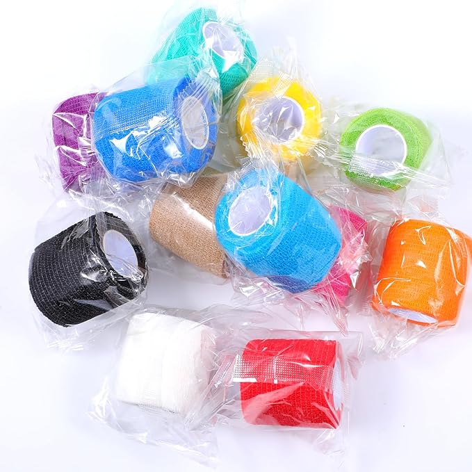 48 Pack Self Adhesive Bandage Wrap 2 Inch x 5 Yard Self Adherent Cohesive Bandages Elastic Athletic Sports Tape Breathable Wound Tape for Stretch Athletic Wrist Ankle(Multiple Colors)