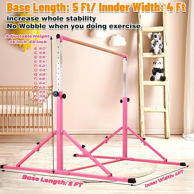 4FT/5FT Gymnastic Bar Set Gymnastics Horizontal Bar Gymnastics Kip Bar for Kids Home Use