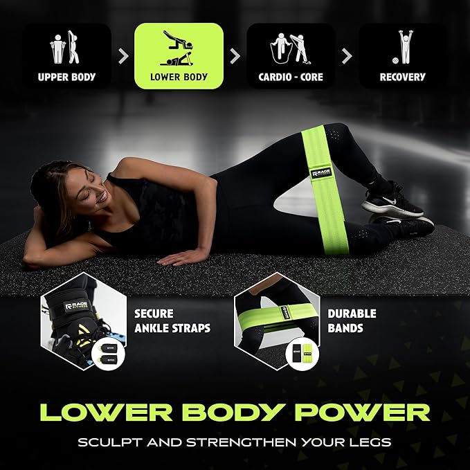 Ex Kit Home Gym Equipment with Carry Bag - 10Pcs Resistance Bands Kit with Handles, Door Anchor, Jump Rope, Booty Bands & More – Full Body Workout Bands Set for Strength, Cardio & Flexibility