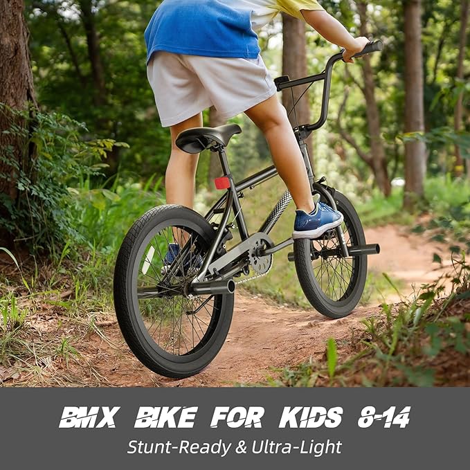 67i Boys BMX Bike 18/20 Inch Ages 8-12 Kids Bicycle with Front Rear U Brake Adjustable Seat Iron Fork 2.09" Wide Tires