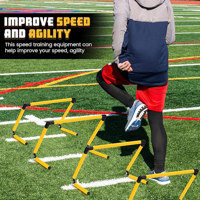 8 Pcs Adjustable Speed Training Hurdles 6" 9" 12" Speed Agility Hurdle Jumping Training Fitness Equipment Plyometric for Athletes Soccer Basketball Track Field