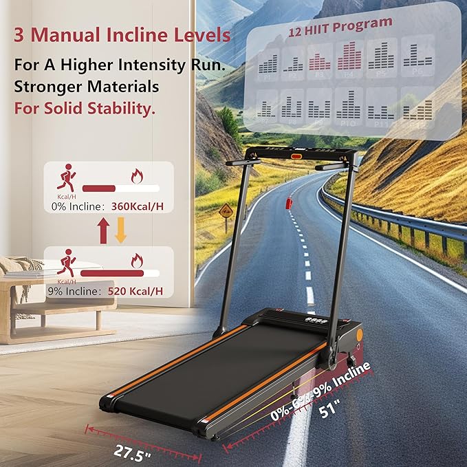 Foldable Treadmill with Incline Treadmill with Home Removable Desk Workstation 3.0 HP 3 in 1 Folding Small Compact Walking Treadmills 300 Lbs Capacity for Home Office