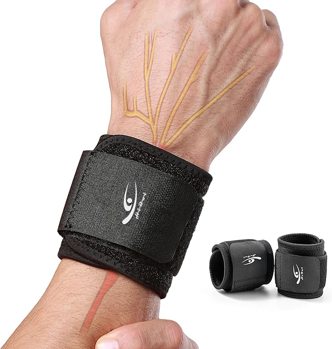 HiRui Wrist Compression Strap Wrist Brace Wrist Wraps for Fitness, Weight Lifting, Tendonitis, Carpal Tunnel Arthritis, Pain Relief, Great Support for Men Women, Adjustable (2 PCS)