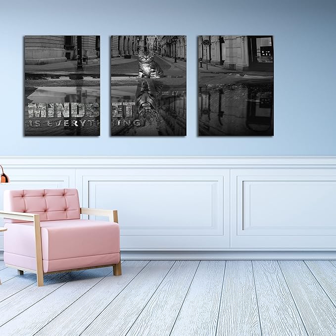 3 Panels Motivational Canvas Wall Art Inspirational Wall Art Entrepreneur Quotes Poster Print Artwork Painting Picture for Framed Home Decoration Living Room office bedroom 36''W x 16''H