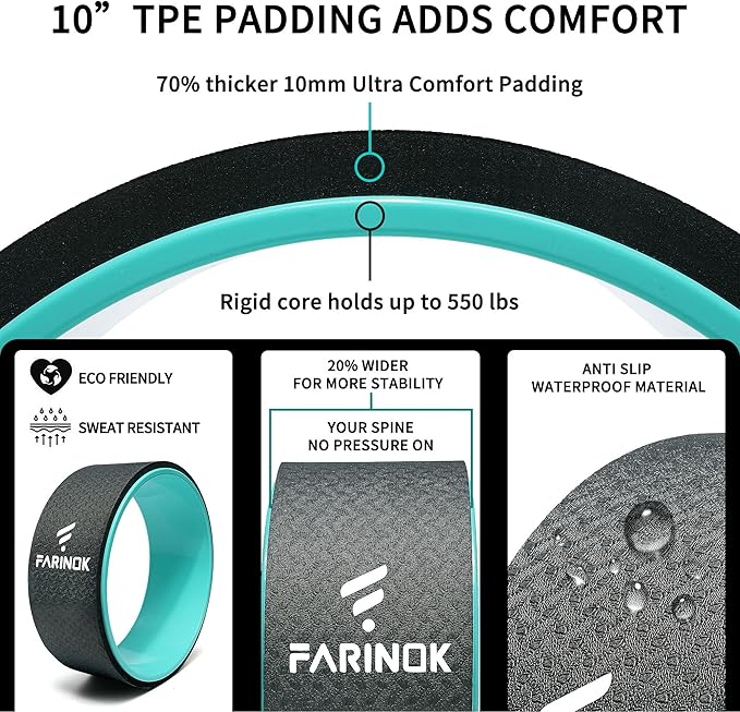 Yoga Wheel for Back Pain Relief, Back Roller Wheel with Extra Cushion, Wider & Thickest Foam, Stretches and Strengthens Core Muscles