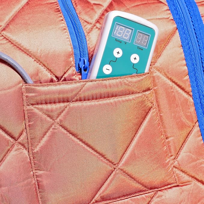 Infrared Sauna, Low EMF Negative Ion Portable Indoor Sauna with Chair and Heated Footpad, Copper, Large