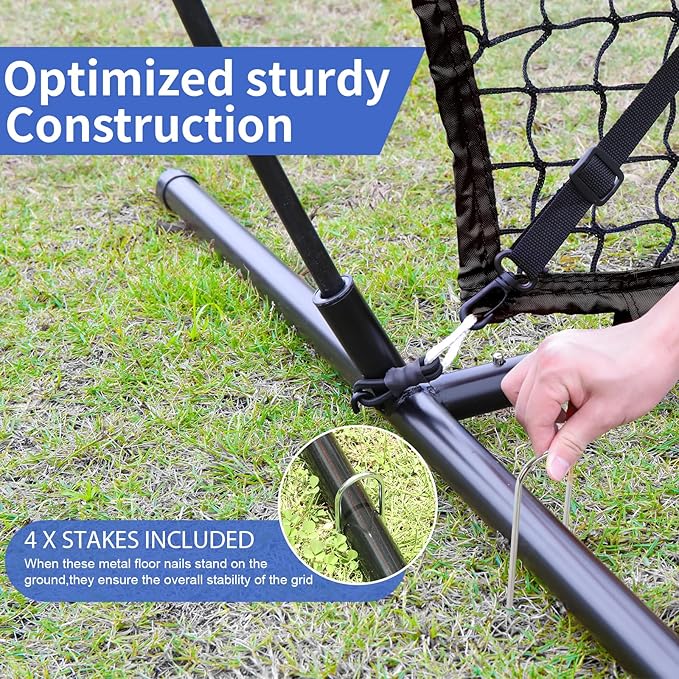 6'X6' Baseball Softball Practice Net,Pitching Net,Batting Net,with Bonus Strike Zone,Target and Bow Frame,for Hitting,Pitching,Catching