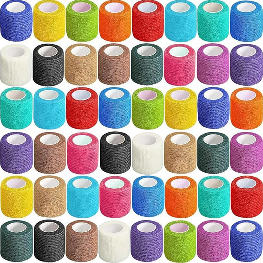 48 Pack Self Adhesive Bandage Wrap 2 Inch x 5 Yard Self Adherent Cohesive Bandages Elastic Athletic Sports Tape Breathable Wound Tape for Stretch Athletic Wrist Ankle(Multiple Colors)