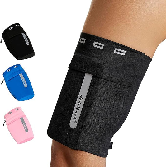 HiRui Running Armband Sleeve Universal Sports Armband Cell Phone Holder Armband for Exercise Workout, Compatible with iPhone 16/15/14/13/Plus/Pro Samsung Galaxy All Phones (M, Black)
