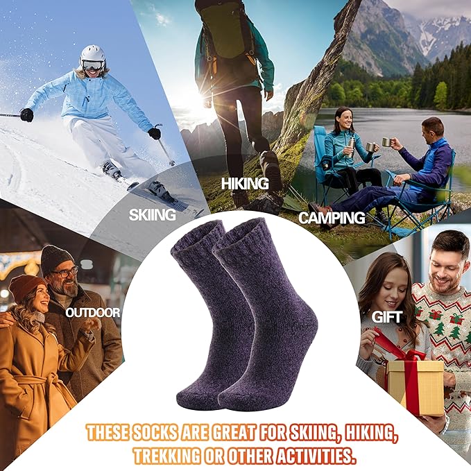 3 Pairs Warm Thermal Socks for Women & Men Winter Ski Thick Boot Insulated Socks for Cold Weather