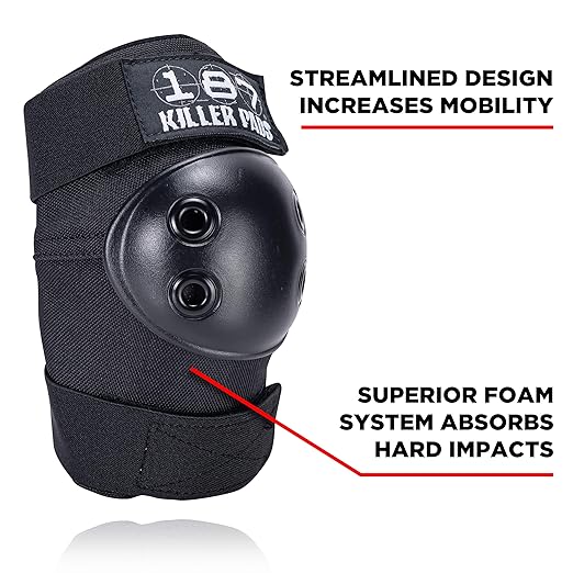 187 Killer Pads Knee Pads, Elbow Pads Combo Pack, Black, X-Small
